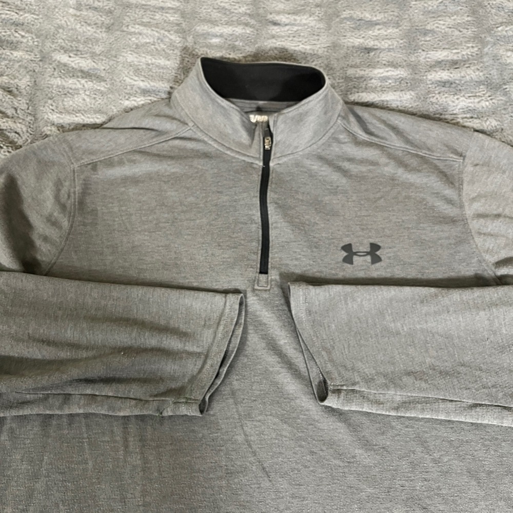 Under Armour ColdGear Mens XL Heather Gray 1/4 Zip Pullover Loose‎ Fit AP567